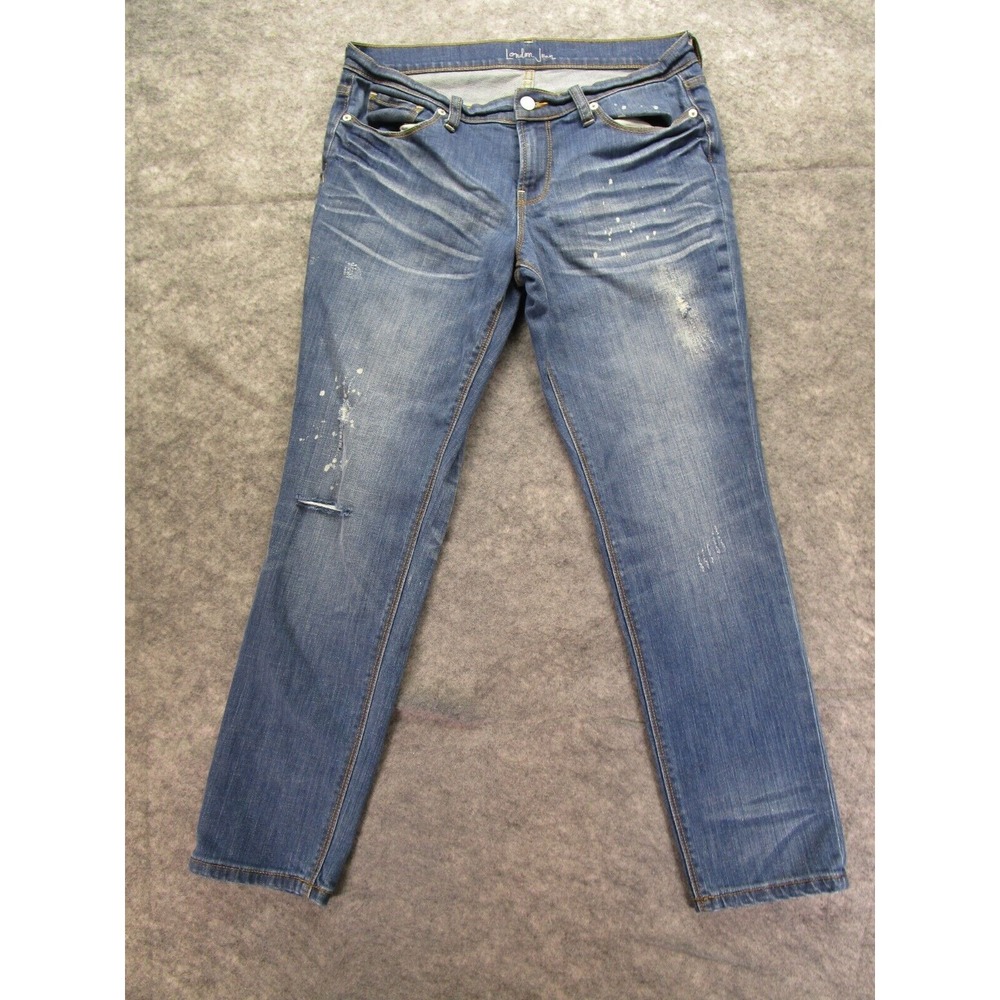 London Jeans Womens‎ 8 Blue Denim  tapered leg paint patina